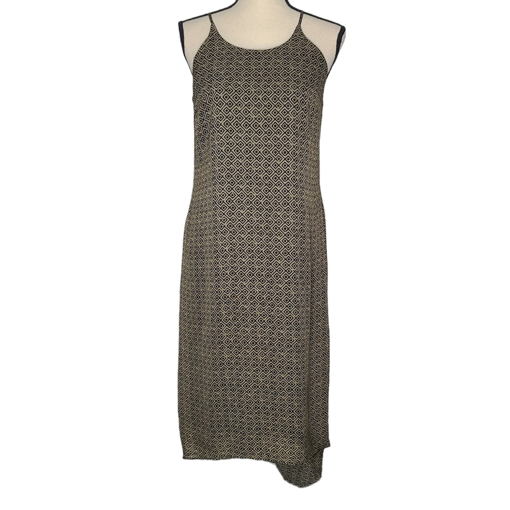 Old Navy Women's High-Low Dress Small Green and Black Diamond Print
